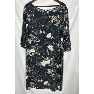 Old Navy Women Floral Shift Dress Size 2X Sleeve Boho Botanical Bird Cottagecore